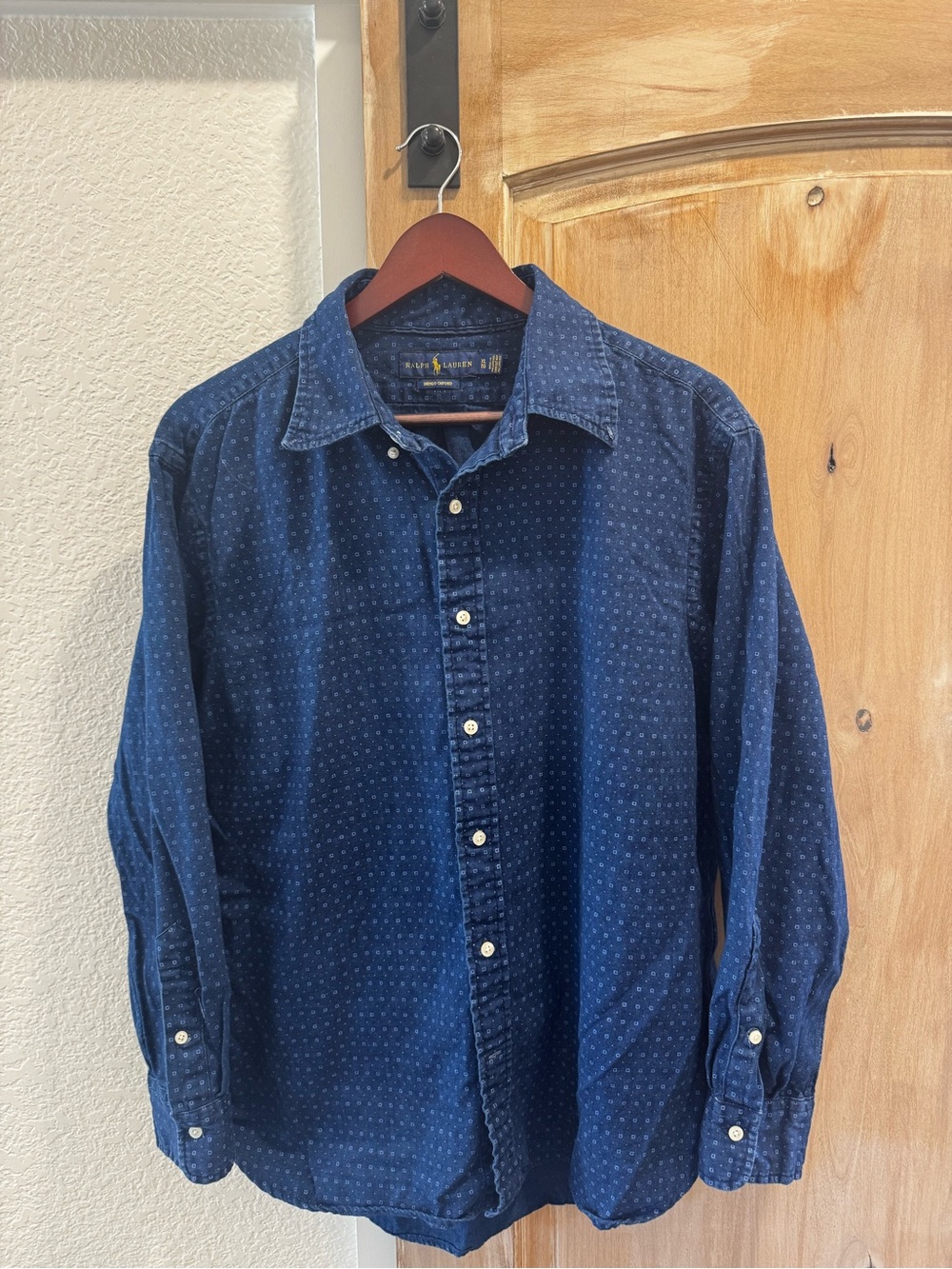Polo Ralph Lauren Indigo Oxford Geometric Size XL Blue Old Money Preppy